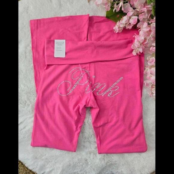 Y2K Victoria’s Secret PINK Bling Foldover Flare Leggings - Picture 4 of 4